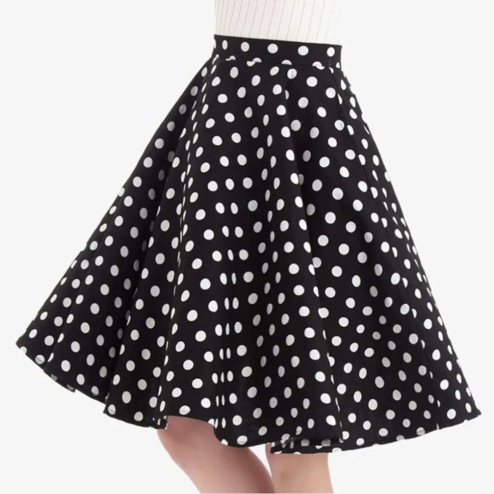Polka Dot Flare Skirt - Black and White NWT